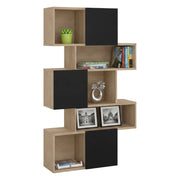 Libreria Acetosella, Scaffale da ufficio, Mobile portalibri, Biblioteca, 96x32 h166 cm, Rovere e Nero