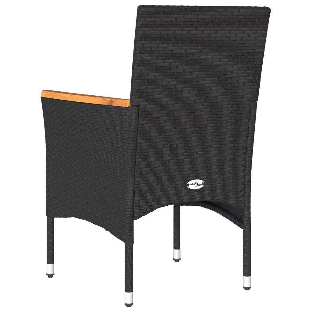 Sedie da Giardino con Cuscini 2 pz | Sedie da Esterno Nere in Polyrattan