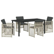 Set da Pranzo per Giardino 5 pz | Set Salotto da Giardino Grigio chiaro polyrattan
