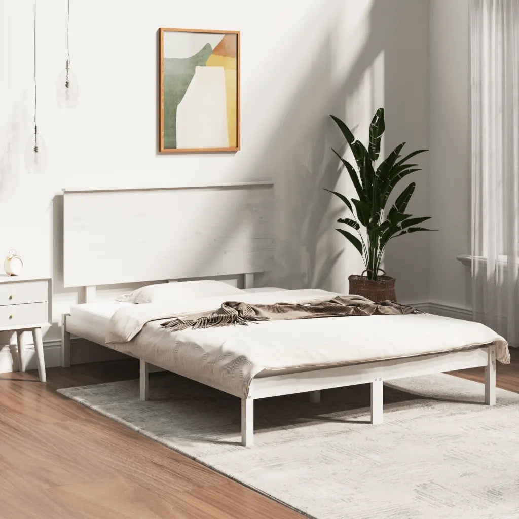 Letto senza Materasso Bianco 140x190 cm Legno Massello di Pino