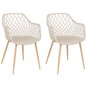 Set di 2 sedie da pranzo beige materiale sintetico aperto stile moderno soggiorno stile scandinavo