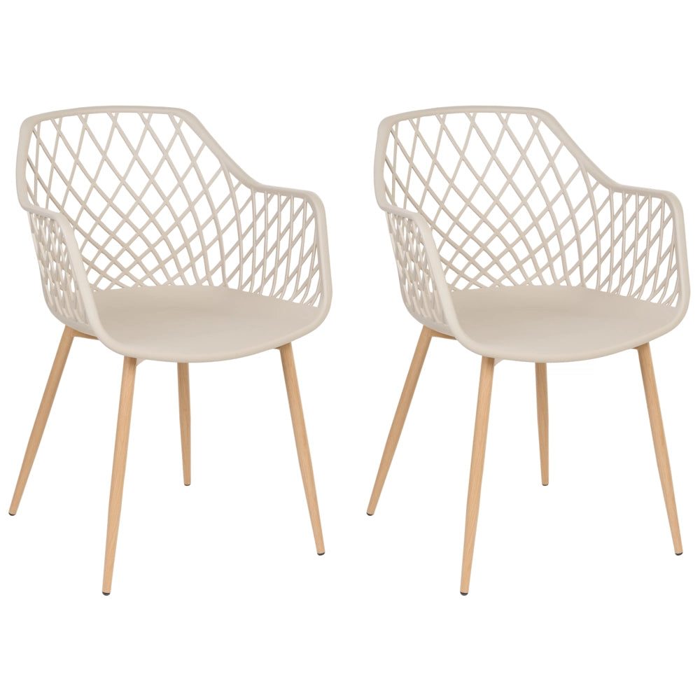 Set di 2 sedie da pranzo beige materiale sintetico aperto stile moderno soggiorno stile scandinavo