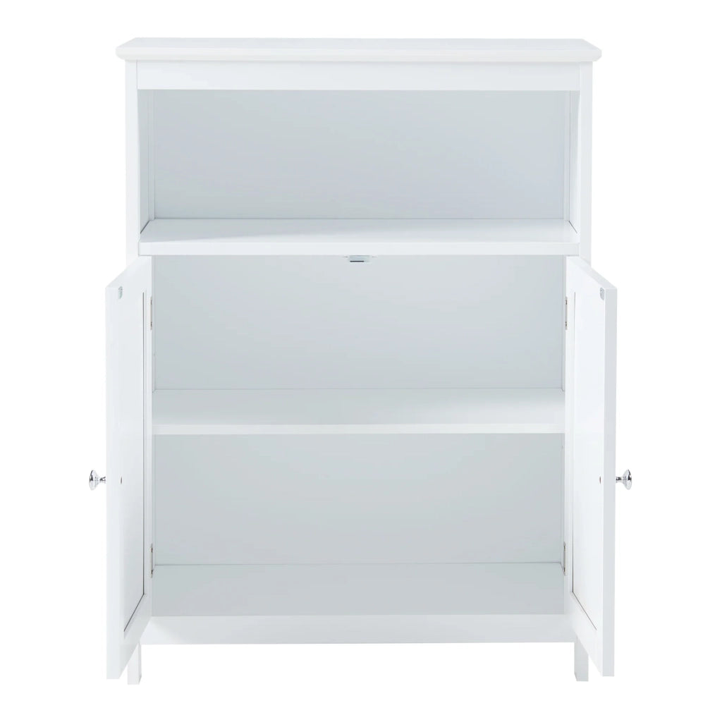Mobiletto/scaffale basso per bagno 80 x 60 x 28 cm con 2 ante finitura MDF e PVC bianco 03_0008861