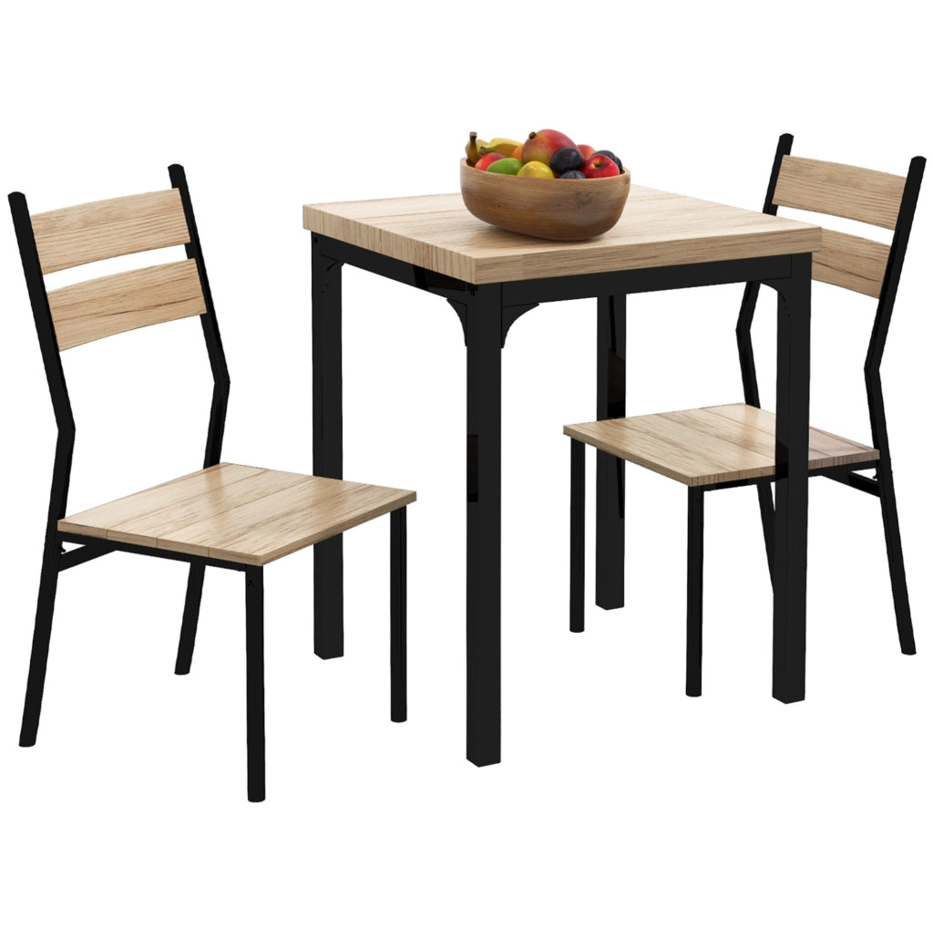 Set tavolo da pranzo salvaspazio MDF naturale e nero
