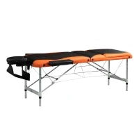 Lettino da Massaggio Pieghevole ad Altezza Regolabile, Lettino Professionale per Massaggi in Alluminio e Plastica, 215x81x61-84 cm, Nero e Arancione