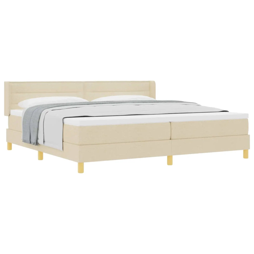 Letto a molle con materasso Crema 200 x 200 cm Tessuto 3341256