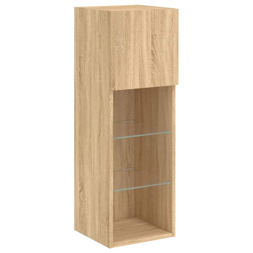 Mobile TV multimediale scaffale TV credenza mobile TV sala da pranzo soggiorno camera da letto con illuminazione a LED 4 pezzi legno ingegnerizzato rovere Sonoma marrone 02_0029363