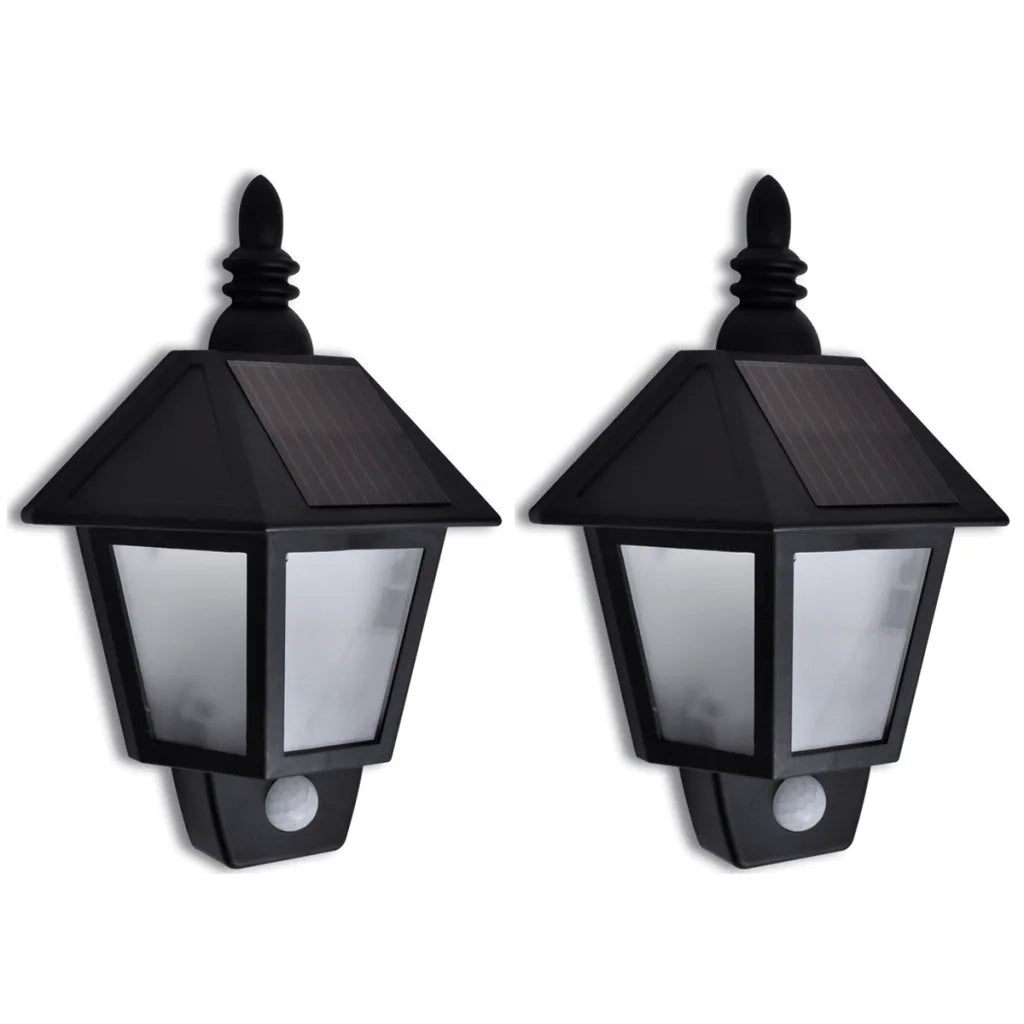 Set di 2 applique solari da parete con sensore di movimento per giardino 20 x 10 x 5 cm ABS nero 02_0046352