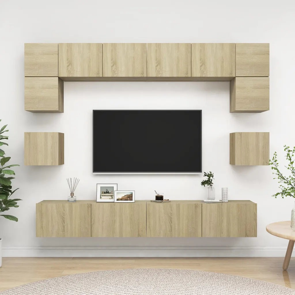 Set Porta TV 8 pz Rovere Sonoma in Truciolato cod mxl 20126