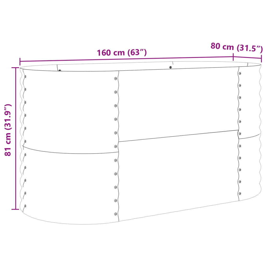 Giardino Rialzato Marrone con Effetto Legno 160x80x81 cm in Acciaio