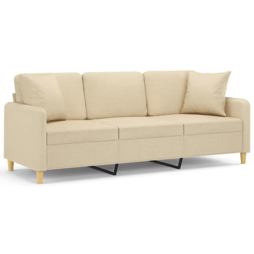 Divano a 3 Posti con Cuscini Crema 180 cm in Tessutocod mxl 123070