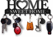 Sistema di Organizzazione per le Chiavi Home Sweet Home, pannello per le chiavi, nero con 10 ganci, supporto per le chiavi, moderno, supporto per le chiavi, parete, decorazione per parete, ingresso, decorazione metallica