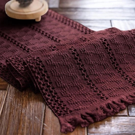 Tavolo da Cucina Macramé con Pizzo, Reclinato, con Spilli, in Cotone, 30x120cm