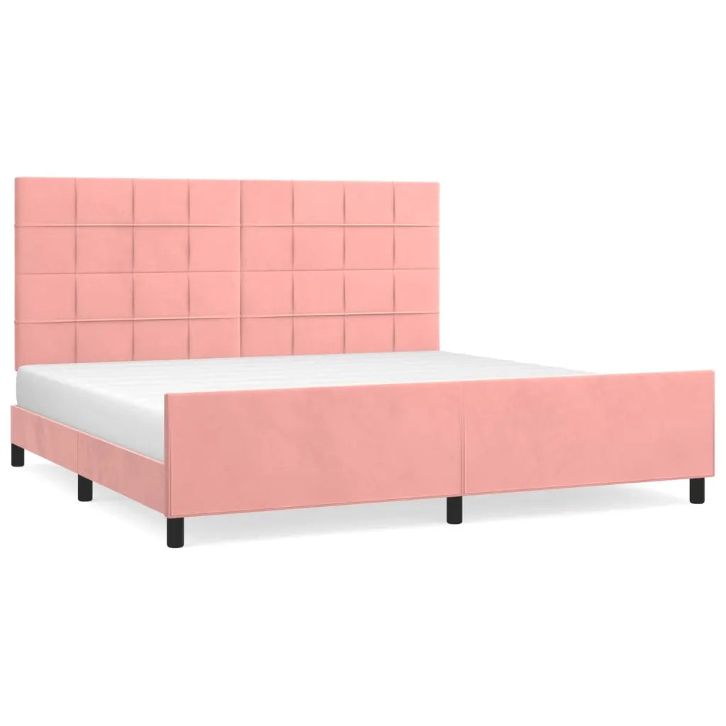 Giroletto con Testiera-Struttura Letto con testiera Rosa 200x200 cm in Velluto 978109