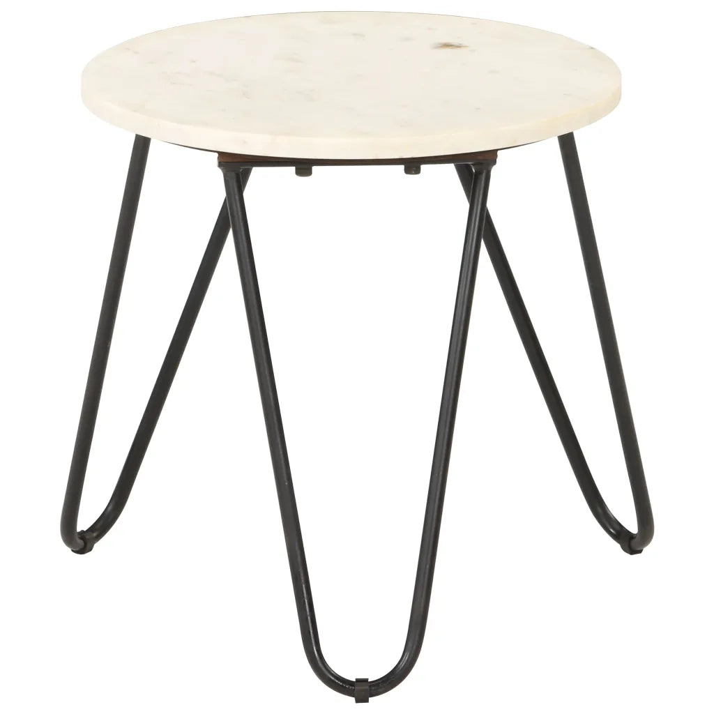Tavolino da Salotto Bianco 40x40x40cm Pietra Vera Testura Marmo 286443