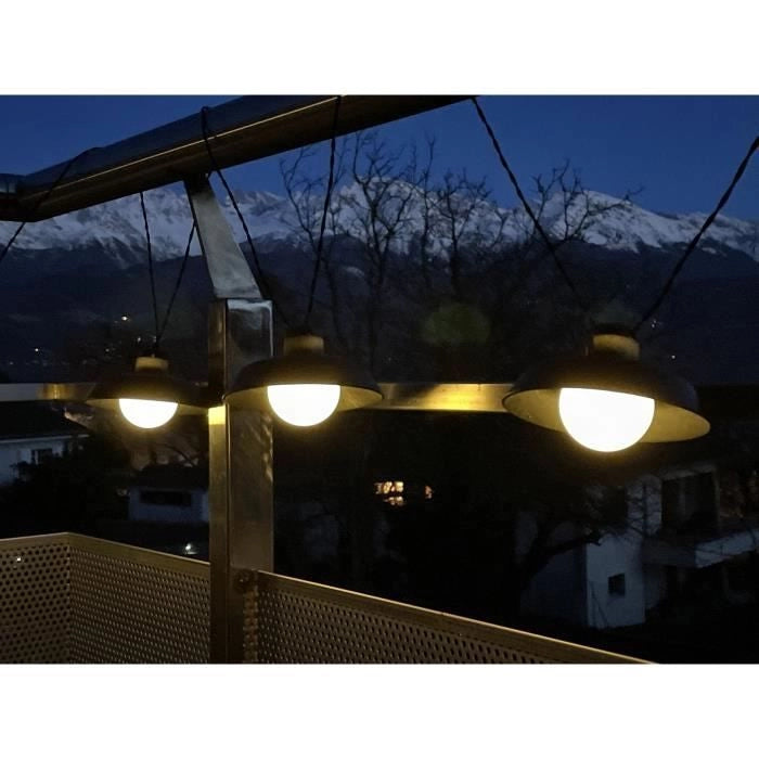 Ghirlanda solare - Luna - 5 m - Nero - 10 lampadine - 50 lumen - Ricaricabile tramite USB