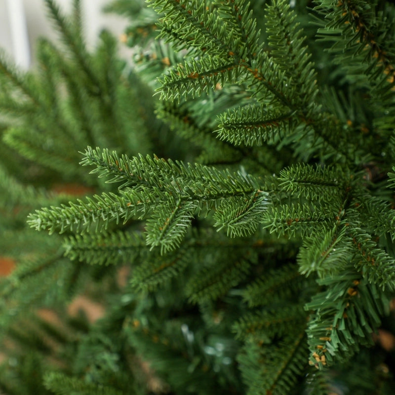 Albero di Natale alto 183 cm, dall'aspetto realistico, facile da montare, con supporto incluso, in plastica ignifuga.