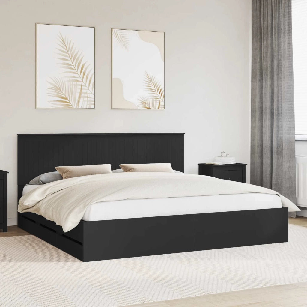 Struttura del letto-Giroletto Nero 200 x 200 cm Legno Ingegnerizzato 956741