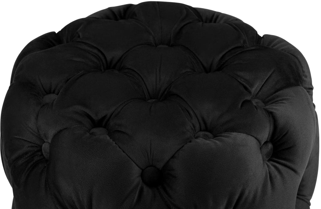 Pouf Drancy in velluto trapuntato nero,M