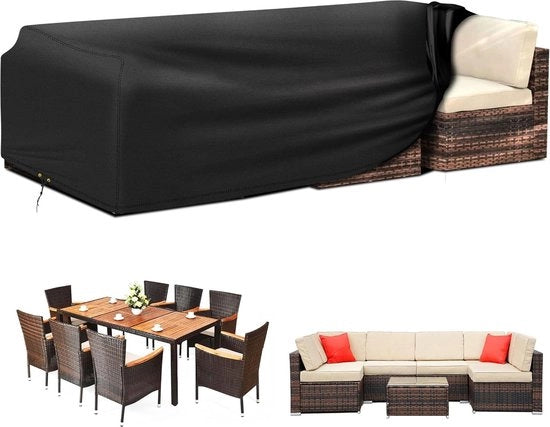 Coprisedia esterni per mobili da giardino, copertura impermeabile e resistente al vento in tessuto 420D Oxford, coprisedia per tavolo da giardino, coprisedia per terrazza, coprisedia per mobili in rattan, 240 x 140 x 90 cm