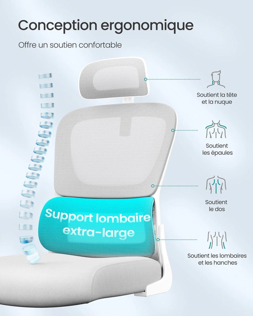 Sedia da ufficio ergonomica con doppio strato di tessuto a rete braccioli pieghevoli supporto lombare regolabile e poggiatesta funzione di oscillazione grigio 12_0004854