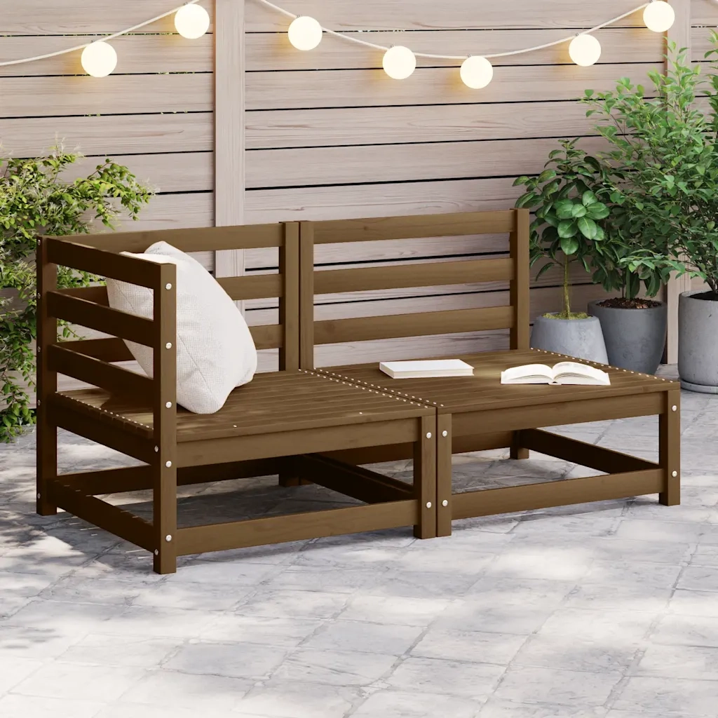 Set Divani da Giardino 2 pz Miele in Legno Massello di Pino cod mxl 39529