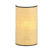 Lampada da parete Aston con paralume in rattan e struttura in acciaio