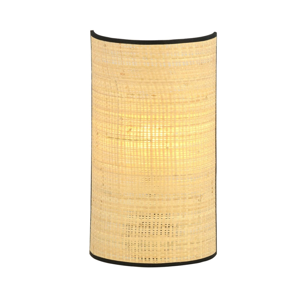 Lampada da parete Aston con paralume in rattan e struttura in acciaio
