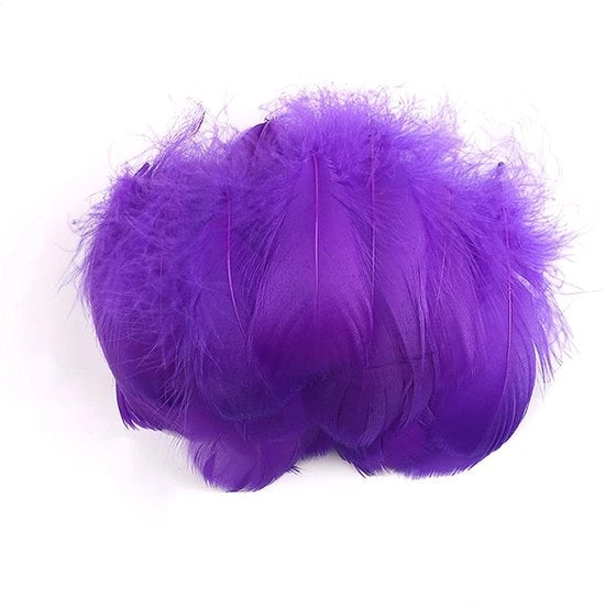 Fasci di piume naturali di anatra - 100 pezzi - 7-12 cm - Decorazione da festa - Piume per maschere/orecchini - Colori vari/Mixcolor - Piume decorative