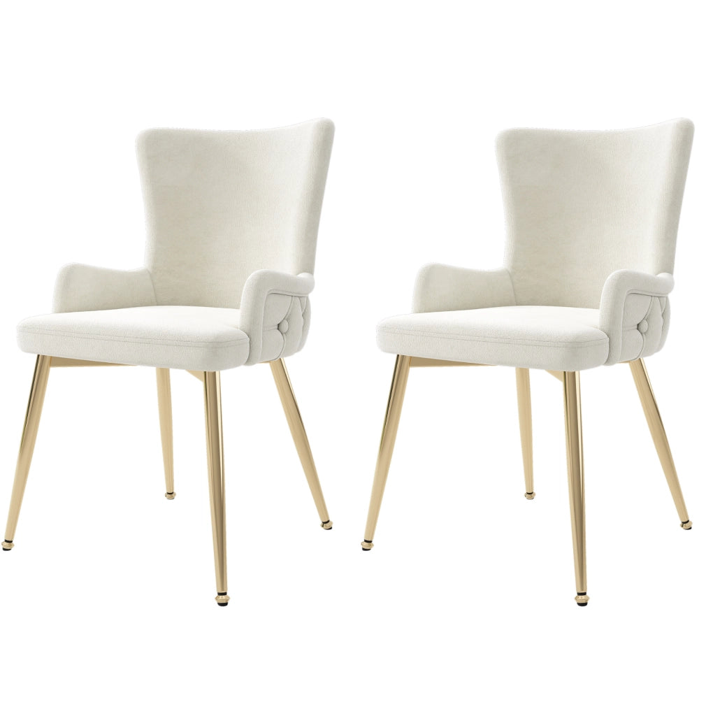 Set di 2 sedie in velluto 62.23x58.42x55.88 cm con gambe in metallo beige
