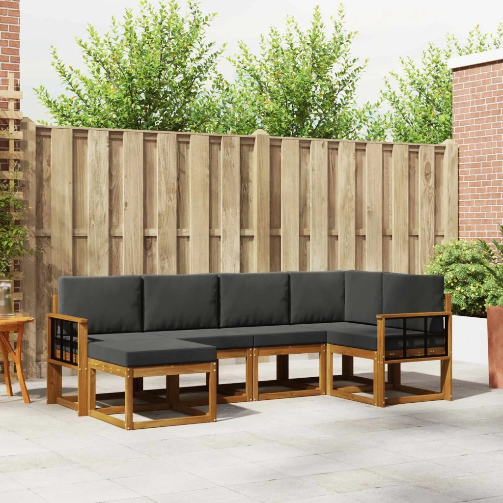 Set di divani da esterno con cuscino 6 pcs Naturale e Antracite