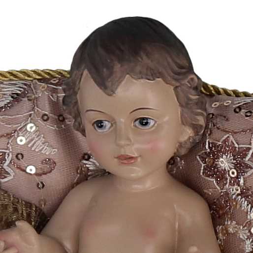 Natività tessuto su cuscino rosa cm xh23