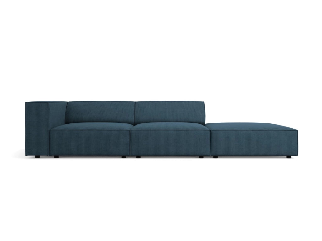 Cosmopolitan Design - Divano destro "Arendal" 4 posti in ciniglia con effetto a coste blu scuro 
