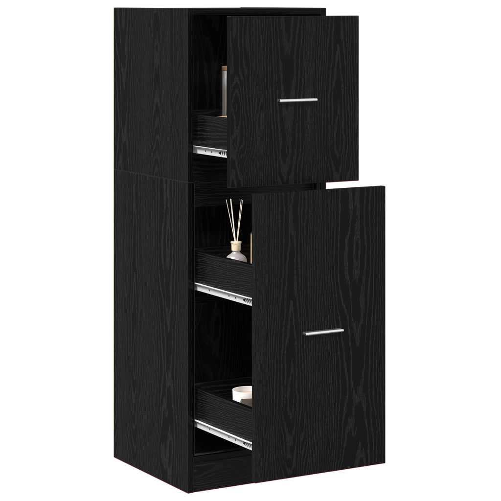 Armadio da farmacia in rovere nero 40x41x118 cm in legno ingegnerizzato