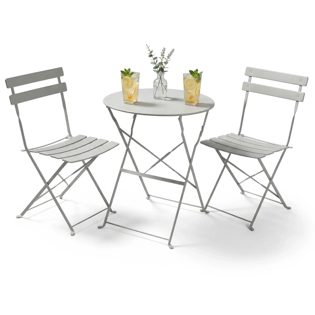Set di mobili da balcone ORION Tavolo rotondo e 2 sedie in elegante grigio