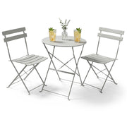 Set di mobili da balcone ORION Tavolo rotondo e 2 sedie in elegante grigio