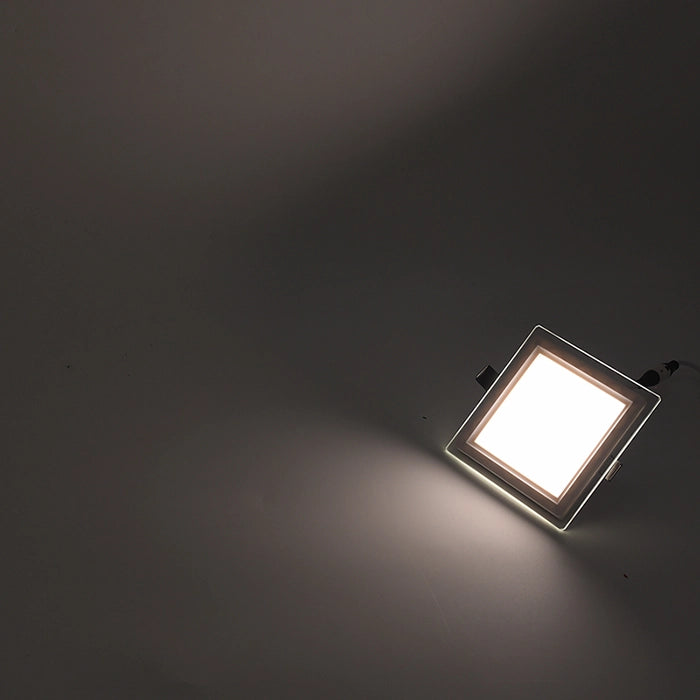 PANNELLO LED 9W QUADRATO BIANCO DA INCASSO PER CONTROSOFFITTI CCT SLIM VETRO E CON TRE OPZIONI DI TEMPERATURA COLORE