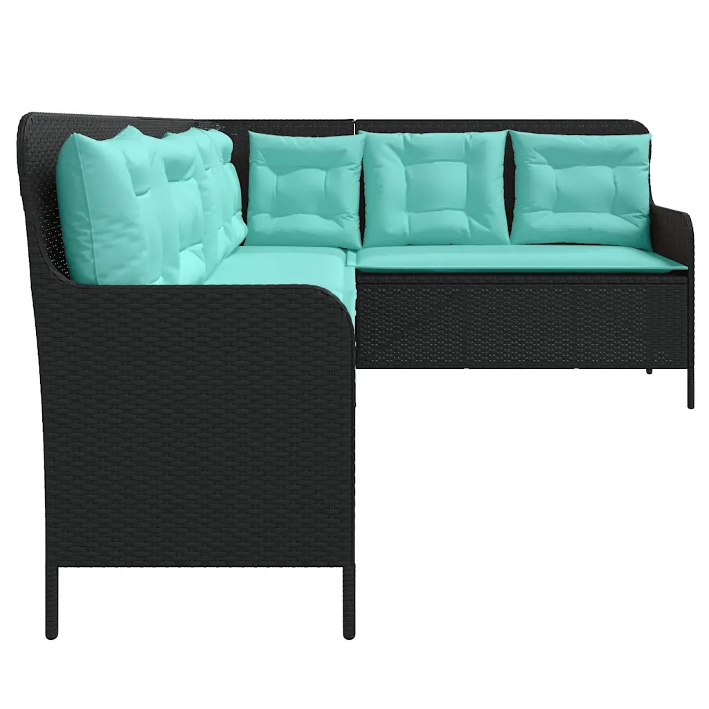 Divano da giardino con Cuscini a forma di L in Polyrattan Nero 369008