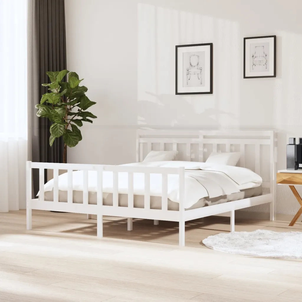 Giroletto-Struttura Letto Bianco in Legno Massello 160x200 cm 605301