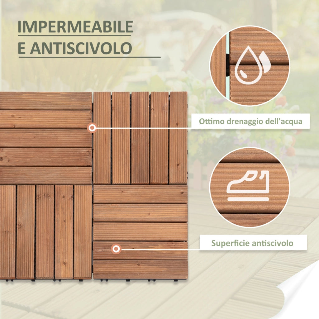 Pavimento Esterno in Legno ¨C zephmum ¨C Set 27 Pezzi 30x30x2.5cm