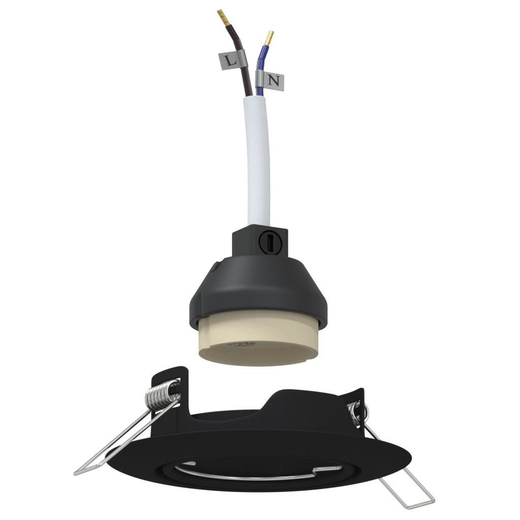Luci Incassate 24 pz Rotonde GU10 Nere Ã˜90 mm Acciaio