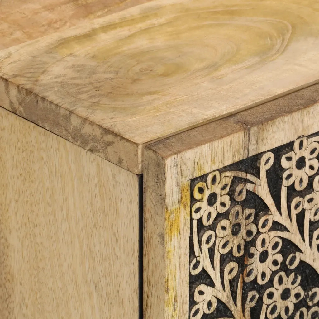 Mobiletto laterale 90 x 33 x 75 cm con ampio spazio contenitivo stile retrò realizzato in legno massello di mango 02_0047295