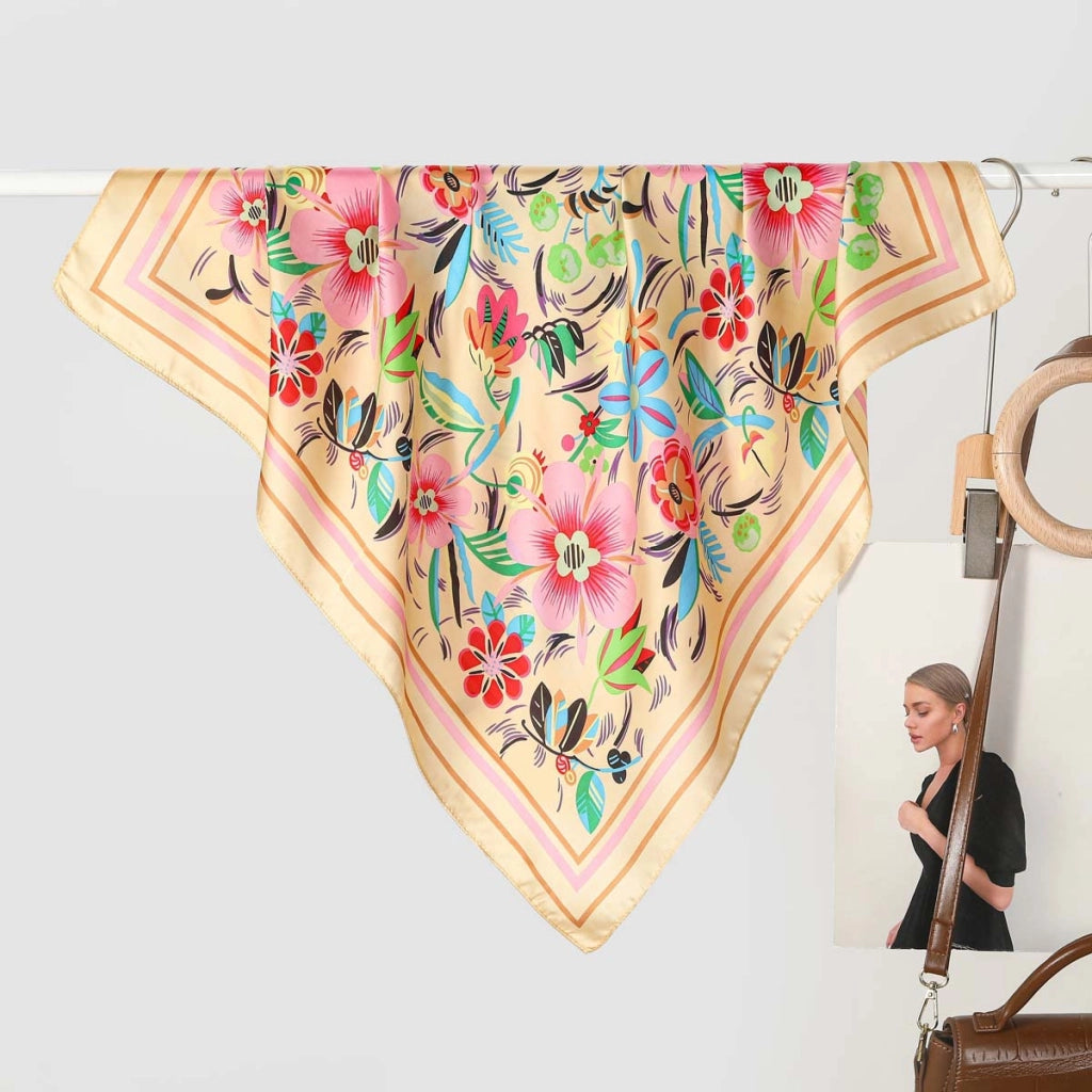 Nuova sciarpa da donna in seta stampata, stile coreano, sciarpa decorativa alla moda e versatile.