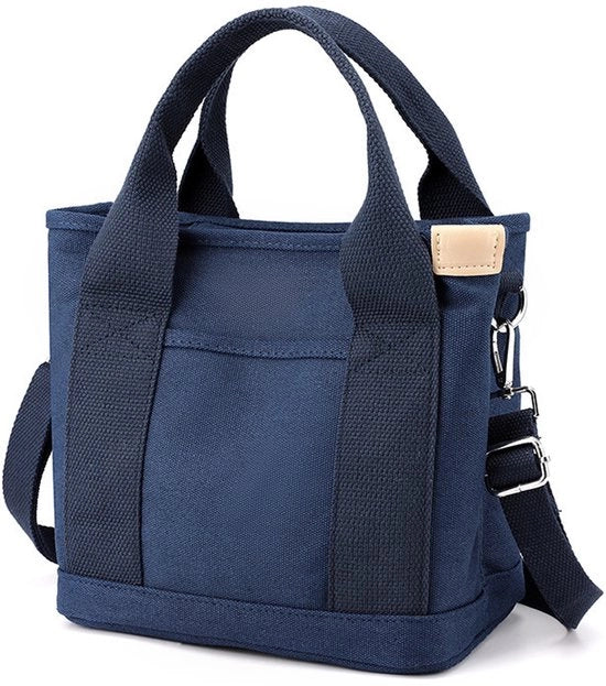 Borsa per donna con cerniera - Schoudertas per donna con 3 compartimenti - Adatto per lavoro o shopping - 23*21*15 cm - 1 pezzo - Blu scuro