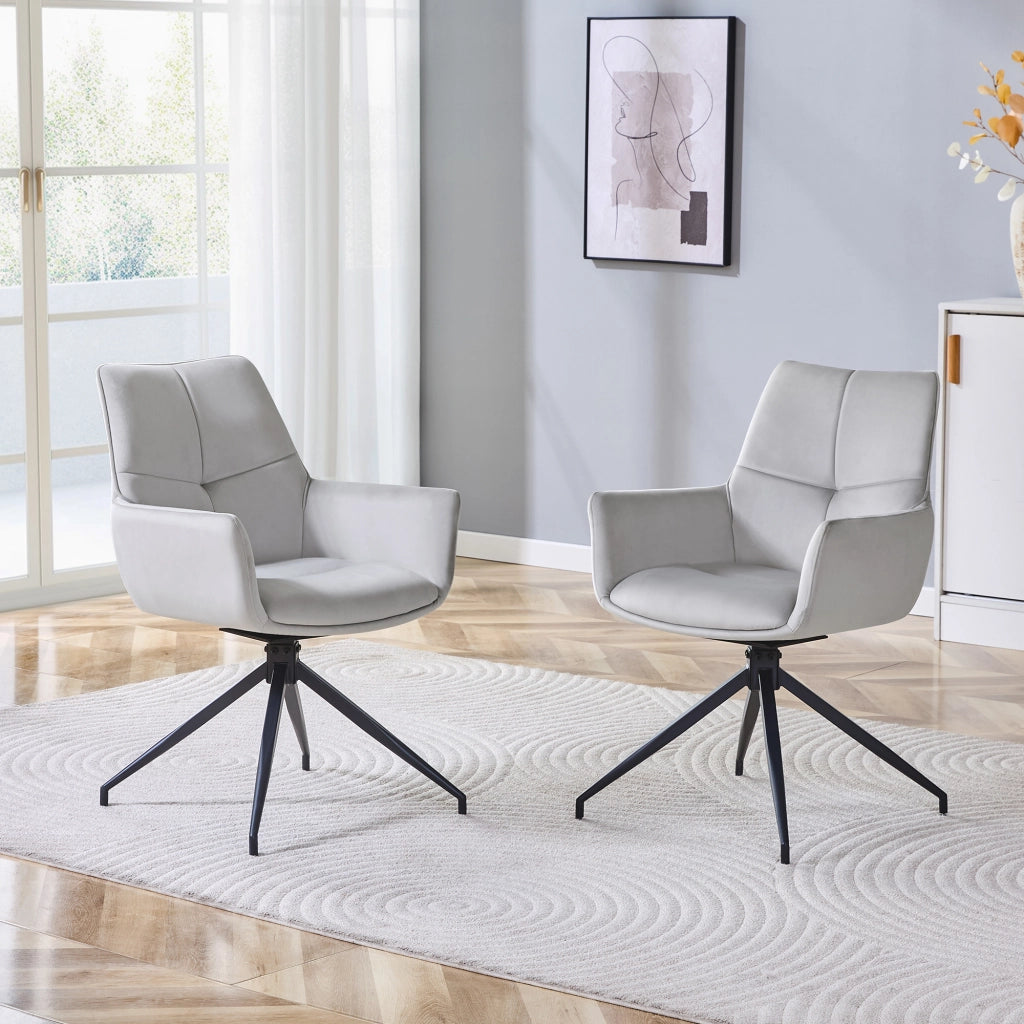 SEDIA Girevole 360° 85 cm Tessuto Grigio Chiaro e Metallo Nero