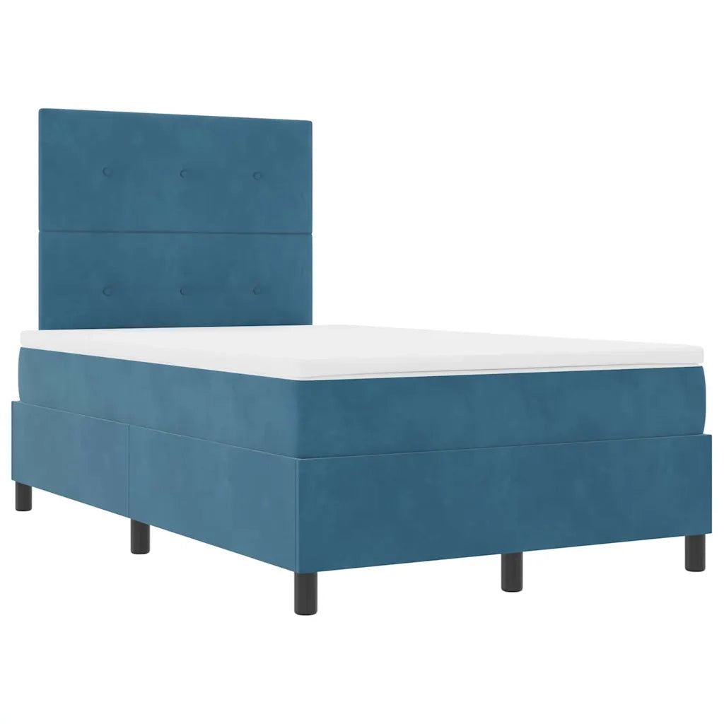 Letto a Sorgente LED Blu Scuro 120 x 200 cm Tessuto