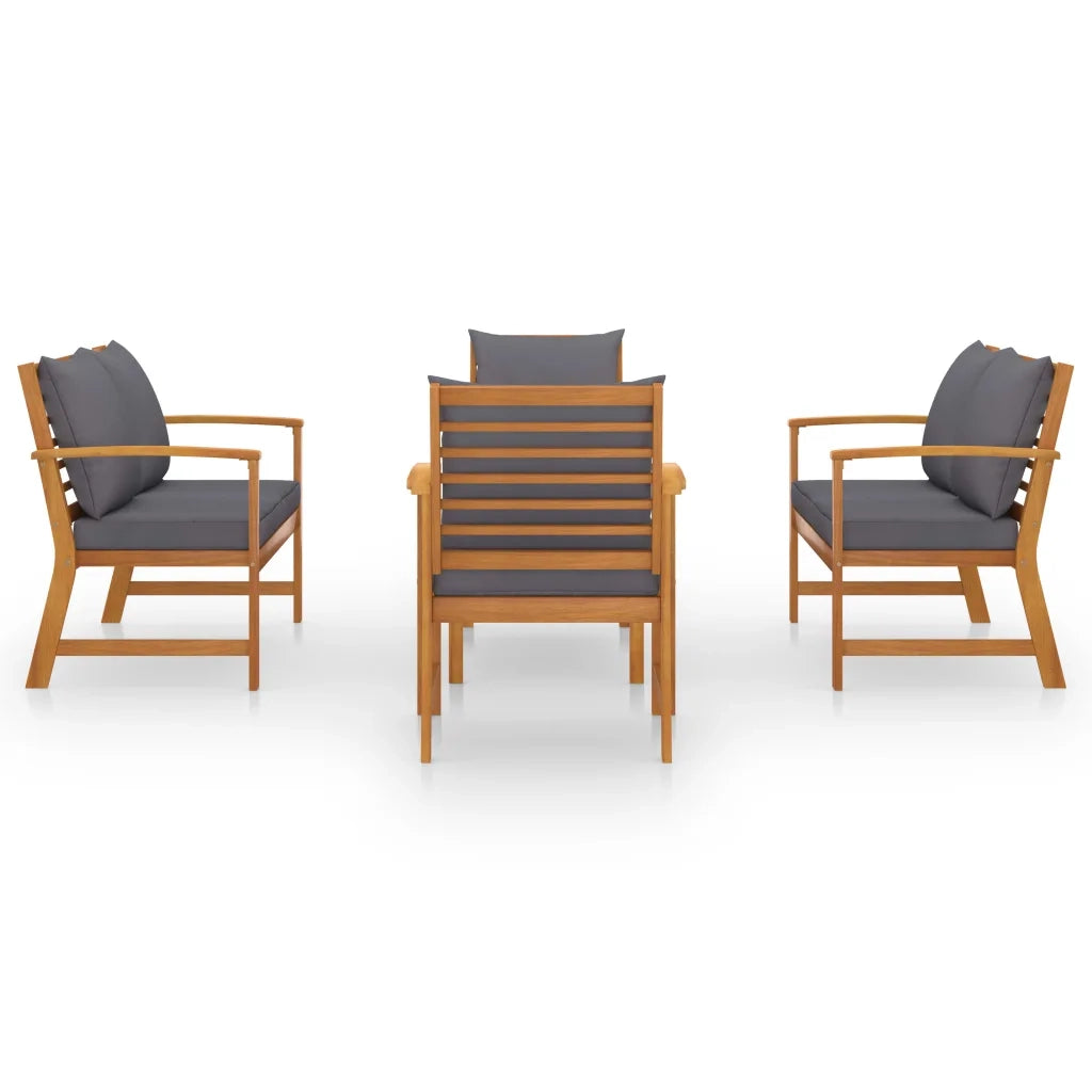 Set Divani da Giardino 5 pz con Cuscini in Legno Acacia 3057787