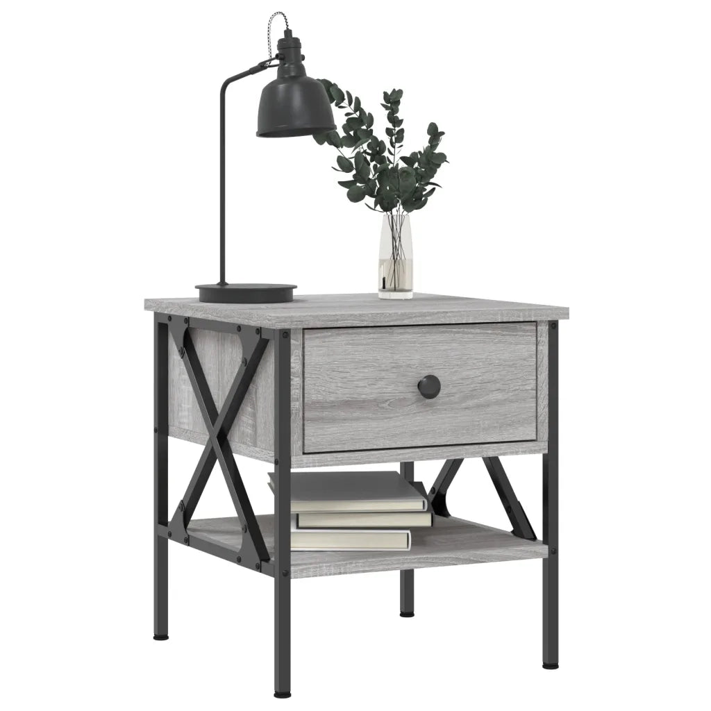 Set di 2 Comodini | Armadio da Notte | Mobiletto da notte Grigio Sonoma 40x42x45 cm in Legno Multistrato