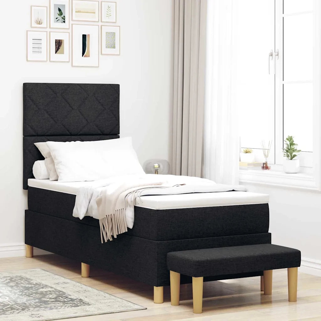 Letto a molle con cuscino con testiera Nero 200 x 80 cm Tessuto 3344333
