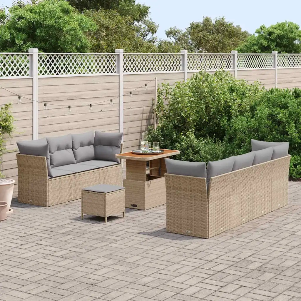 Set Divano da Giardino con cuscino 10 pcs beige e grigio chiaro